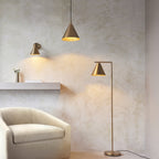 Cape Contemporary Floor Lamp In Warm Antique Brass Finish 102369