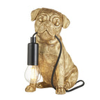 Contemporary Pug Puppy Table Lamp In Vintage Gold And Matt Black 107324