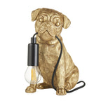 Contemporary Pug Puppy Table Lamp In Vintage Gold And Matt Black 107324