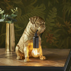 Contemporary Pug Puppy Table Lamp In Vintage Gold And Matt Black 107324