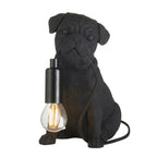Contemporary Pug Puppy Table Lamp In Matt Black 107325