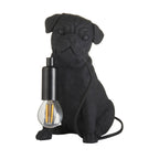 Contemporary Pug Puppy Table Lamp In Matt Black 107325