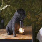 Contemporary Pug Puppy Table Lamp In Matt Black 107325