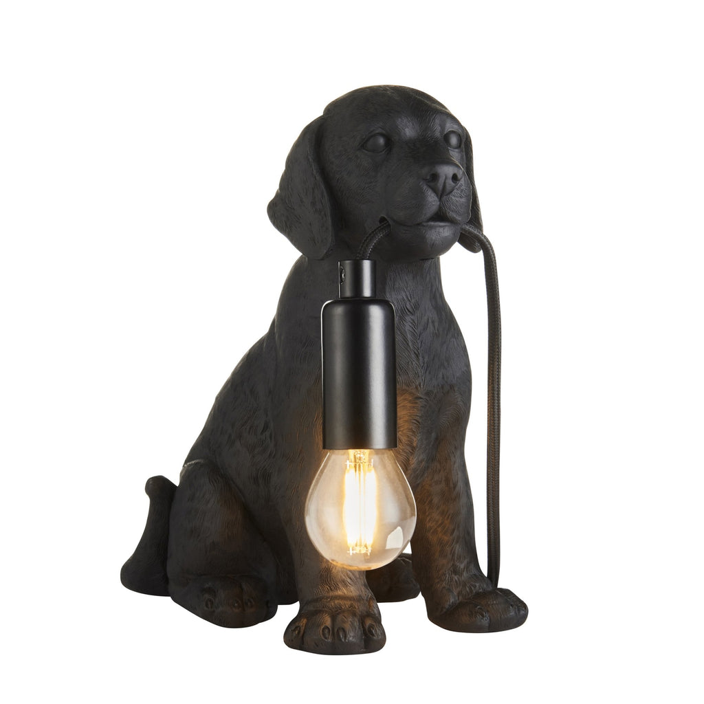 Contemporary Labrador Puppy Table Lamp In Matt Black Finish 107365