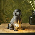 Contemporary Labrador Puppy Table Lamp In Matt Black Finish 107365