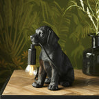 Contemporary Labrador Puppy Table Lamp In Matt Black Finish 107365