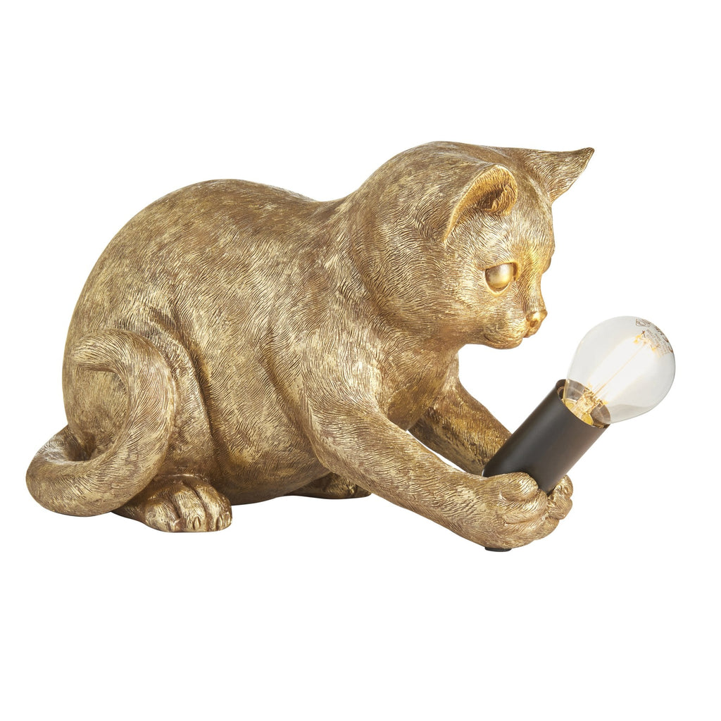 Contemporary Kitten Table Lamp In Vintage Gold And Matt Black Finish 107389