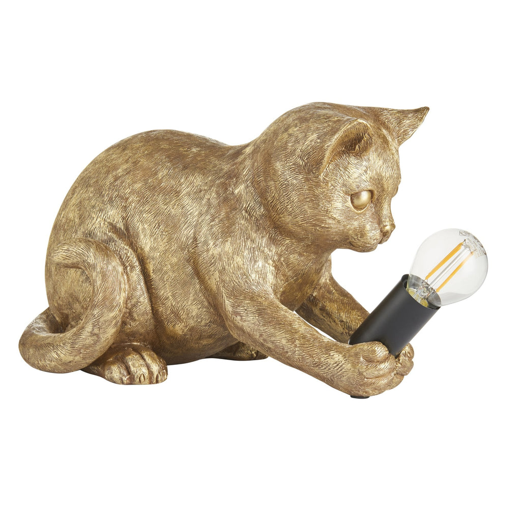 Contemporary Kitten Table Lamp In Vintage Gold And Matt Black Finish 107389