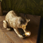 Contemporary Kitten Table Lamp In Vintage Gold And Matt Black Finish 107389
