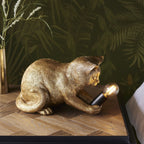 Contemporary Kitten Table Lamp In Vintage Gold And Matt Black Finish 107389