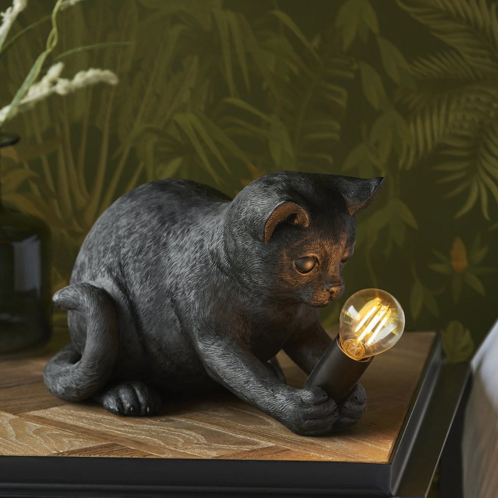 Contemporary Kitten Table Lamp In Matt Black Finish 107390