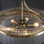 Marietta Modern 5 Light Ceiling Pendant Light In Antique Brass With Clear Glass Rods 99166