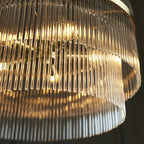 Marietta Modern 5 Light Ceiling Pendant Light In Antique Brass With Clear Glass Rods 99166