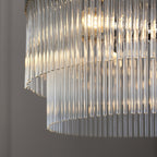 Marietta Modern 5 Light Ceiling Pendant Light In Bright Nickel With Clear Glass Rods 104112