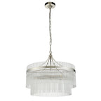Marietta Modern 5 Light Ceiling Pendant Light In Bright Nickel With Clear Glass Rods 104112