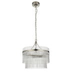 Marietta Modern 3 Light Ceiling Pendant Light In Bright Nickel With Clear Glass Rods 104113