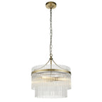 Marietta Modern 3 Light Ceiling Pendant Light In Antique Brass With Clear Glass Rods 99167