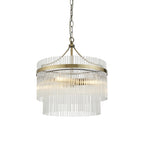 Marietta Modern 3 Light Ceiling Pendant Light In Antique Brass With Clear Glass Rods 99167
