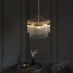 Marietta Modern 3 Light Ceiling Pendant Light In Antique Brass With Clear Glass Rods 99167