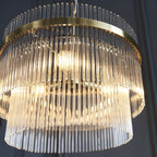 Marietta Modern 3 Light Ceiling Pendant Light In Antique Brass With Clear Glass Rods 99167