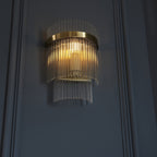 Marietta Modern 1 Light Wall Light In Antique Brass With Clear Glass Rods 99168
