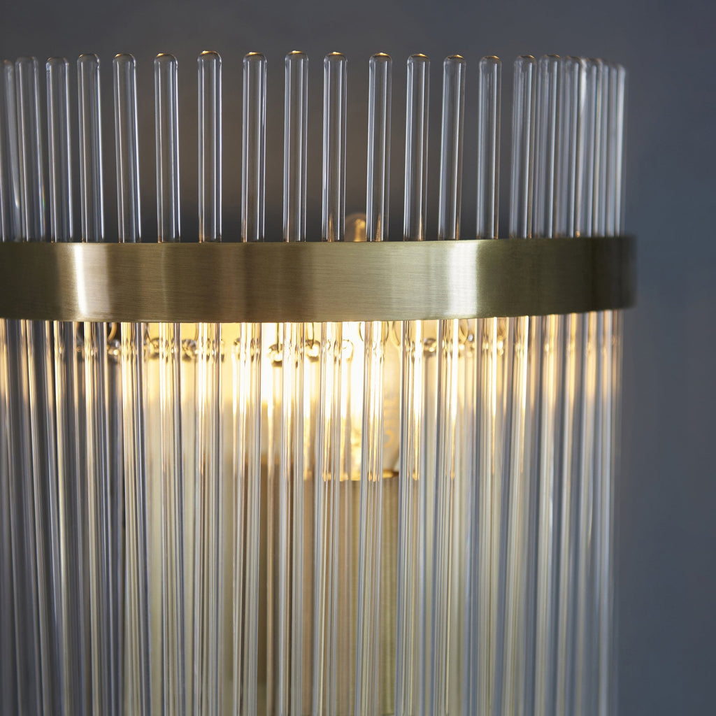 Marietta Modern 1 Light Wall Light In Antique Brass With Clear Glass Rods 99168