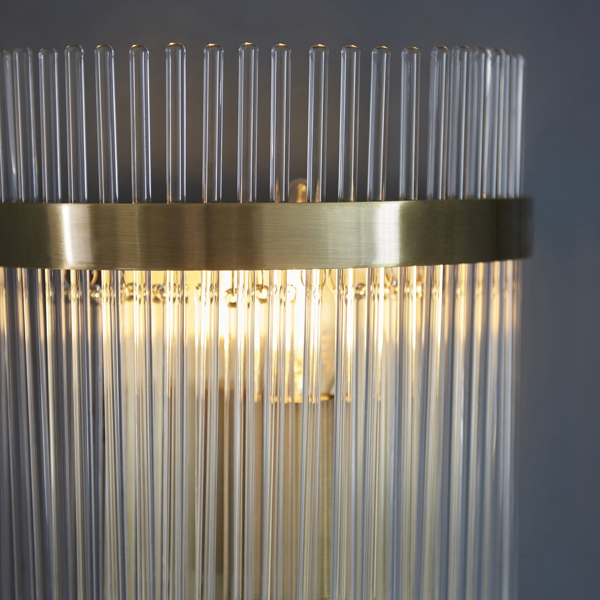 Marietta Modern 1 Light Wall Light In Antique Brass With Clear Glass Rods 99168