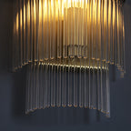 Marietta Modern 1 Light Wall Light In Antique Brass With Clear Glass Rods 99168