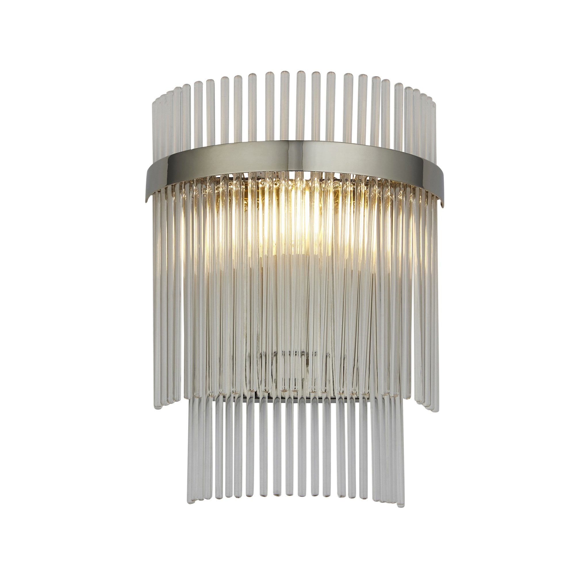 Marietta Modern 1 Light Wall Light In Bright Nickel With Clear Glass Rods 104114