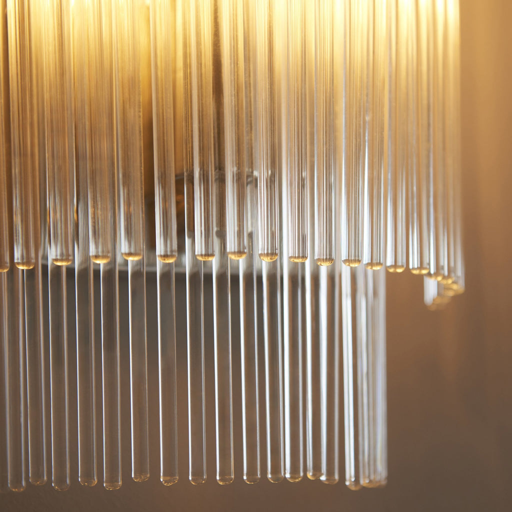 Marietta Modern 1 Light Wall Light In Bright Nickel With Clear Glass Rods 104114