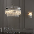Marietta Modern 1 Light Wall Light In Bright Nickel With Clear Glass Rods 104114