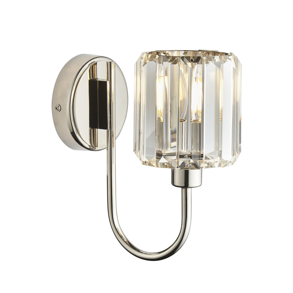 Berenice Elegant 1 Light Wall Light In Bright Nickel With Clear Crystal Glass 104109