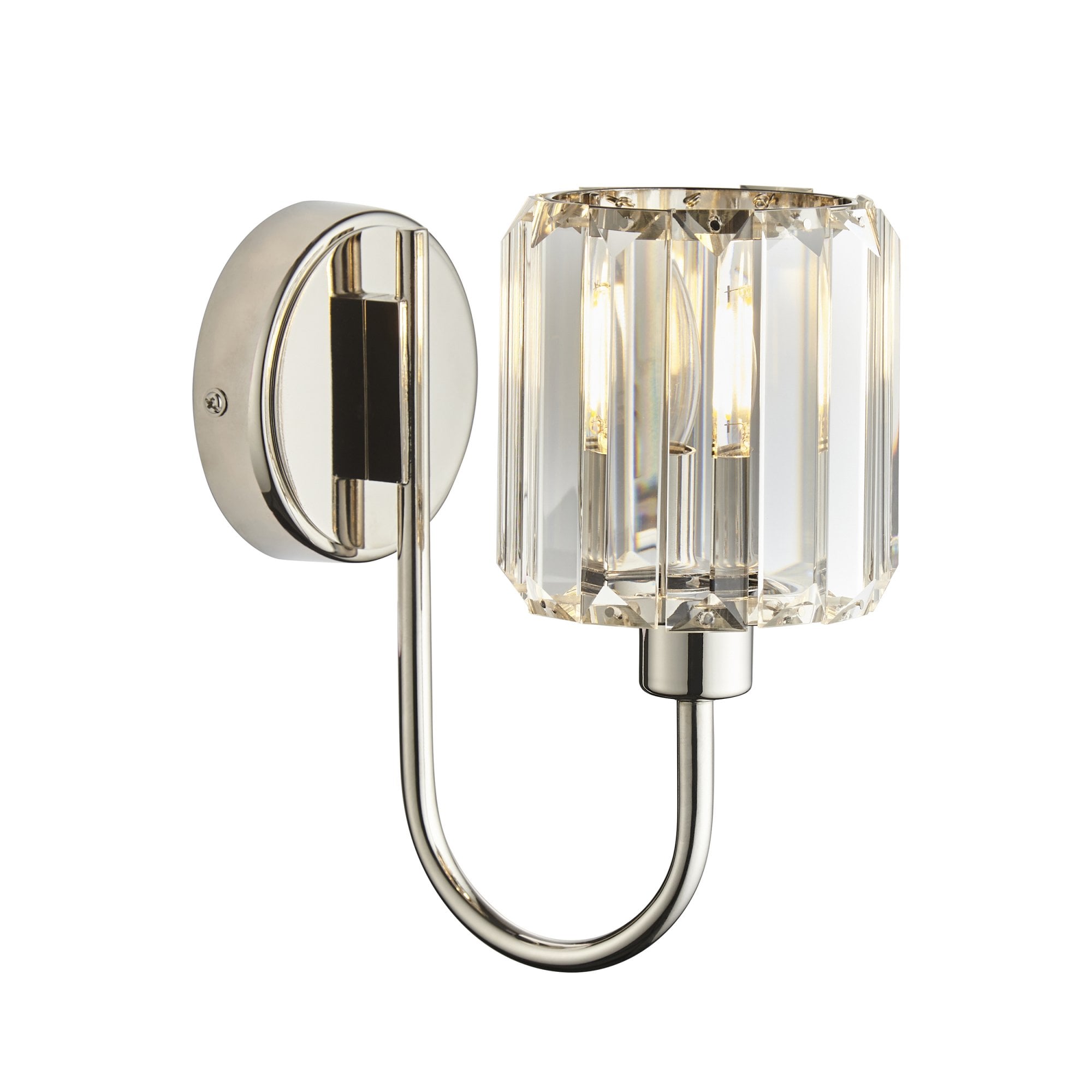Berenice Elegant 1 Light Wall Light In Bright Nickel With Clear Crystal Glass 104109