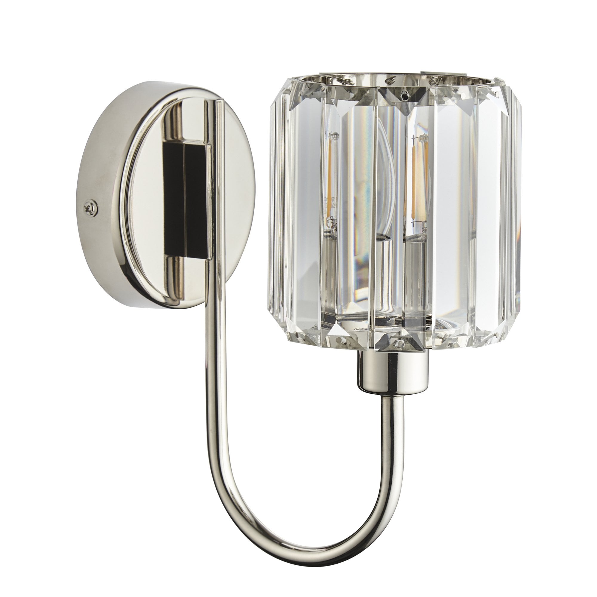 Berenice Elegant 1 Light Wall Light In Bright Nickel With Clear Crystal Glass 104109