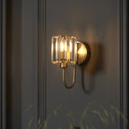Berenice Elegant 1 Light Wall Light In Antique Brass With Clear Crystal Glass 107803
