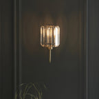 Berenice Elegant 1 Light Wall Light In Antique Brass With Clear Crystal Glass 107803