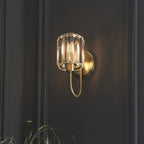 Berenice Elegant 1 Light Wall Light In Antique Brass With Clear Crystal Glass 107803