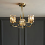 Berenice Elegant 3 Light Semi Flush Ceiling Light In Antique Brass With Crystal Glass 107801