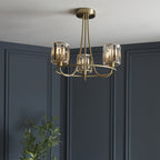 Berenice Elegant 3 Light Semi Flush Ceiling Light In Antique Brass With Crystal Glass 107801