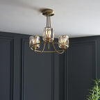 Berenice Elegant 3 Light Semi Flush Ceiling Light In Antique Brass With Crystal Glass 107801