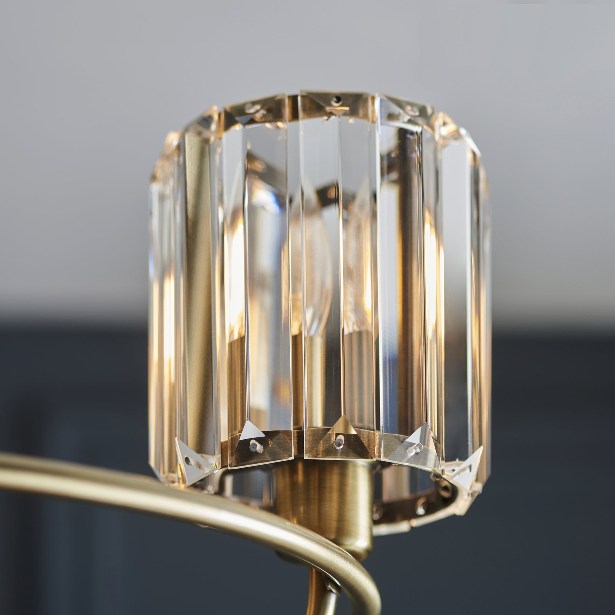 Berenice Elegant 3 Light Semi Flush Ceiling Light In Antique Brass With Crystal Glass 107801