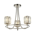 Berenice Elegant 3 Light Semi Flush Ceiling Light In Bright Nickel With Crystal Glass 104107