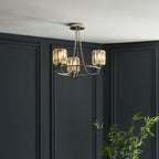 Berenice Elegant 3 Light Semi Flush Ceiling Light In Bright Nickel With Crystal Glass 104107