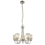 Berenice Elegant 5 Light Ceiling Pendant Light In Bright Nickel With Crystal Glass 104108
