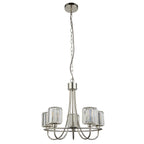 Berenice Elegant 5 Light Ceiling Pendant Light In Bright Nickel With Crystal Glass 104108