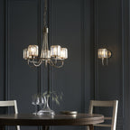Berenice Elegant 5 Light Ceiling Pendant Light In Bright Nickel With Crystal Glass 104108