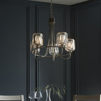 Berenice Elegant 5 Light Ceiling Pendant Light In Bright Nickel With Crystal Glass 104108