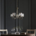 Berenice Elegant 5 Light Ceiling Pendant Light In Bright Nickel With Crystal Glass 104108
