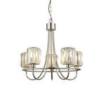 Berenice Elegant 5 Light Ceiling Pendant Light In Bright Nickel With Crystal Glass 104108