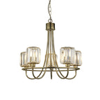 Berenice Elegant 5 Light Ceiling Pendant Light In Antique Brass With Crystal Glass 107802